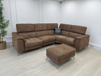 DFS Tahiti Power Recliner Corner Sofa And Footstool In Tan