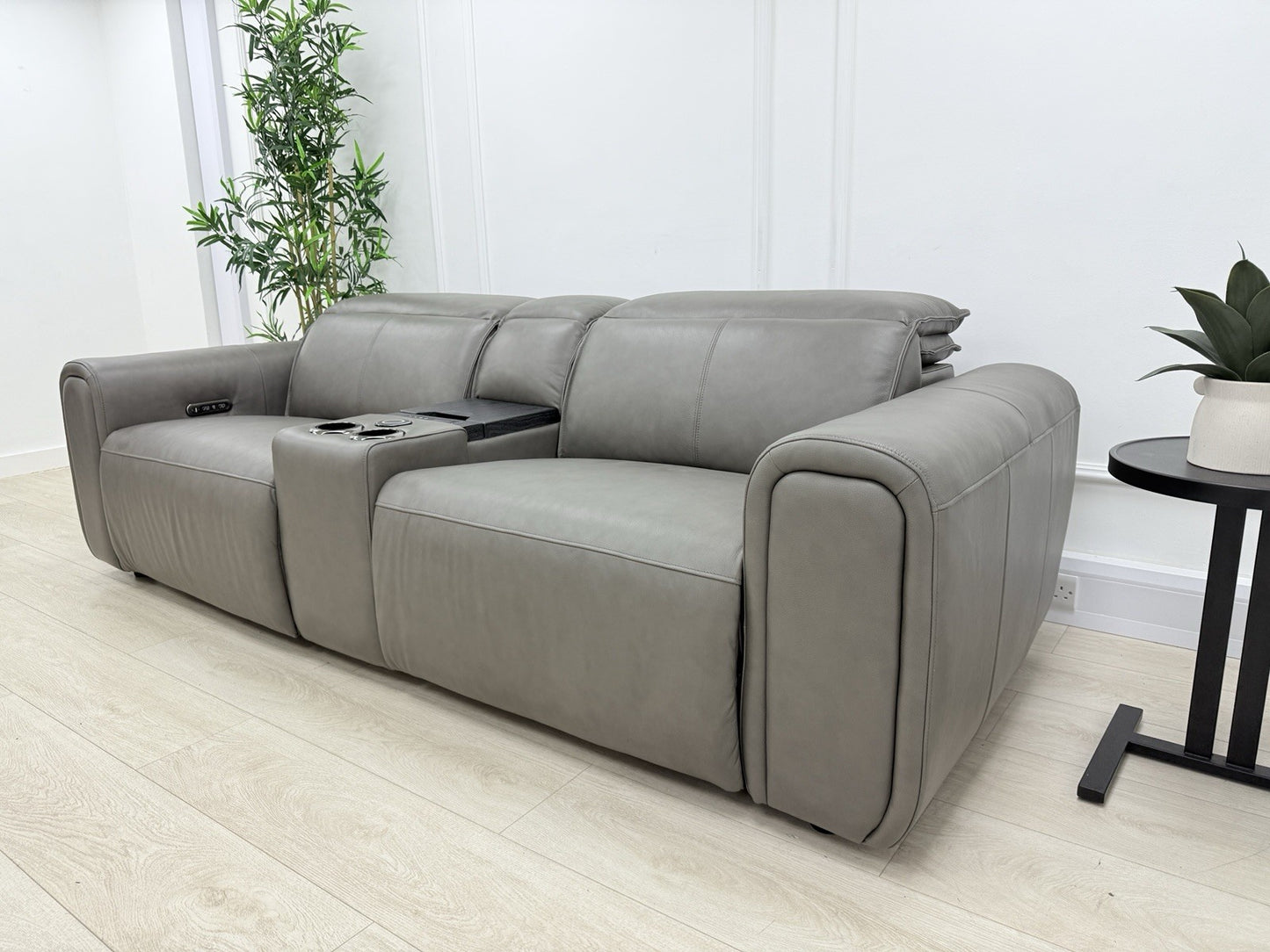 Sofology Premiere 2.5 Seater Power Recliner Sofa In Grey Leather