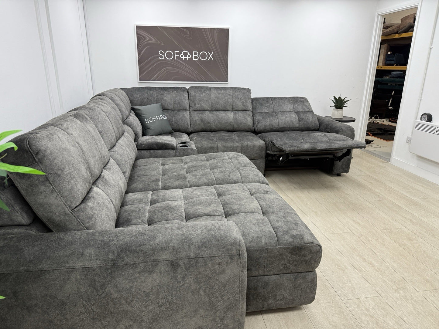 DFS Steller Corner Power Motion Chaise Sofa In Grey Mason Fabric