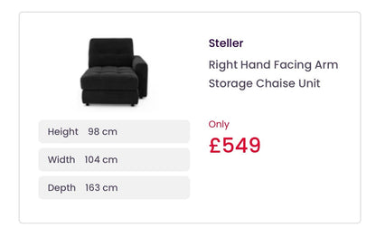 DFS Steller Power Recliner Corner Sofa W/ Speaker Storage In Nuova Black Fabric