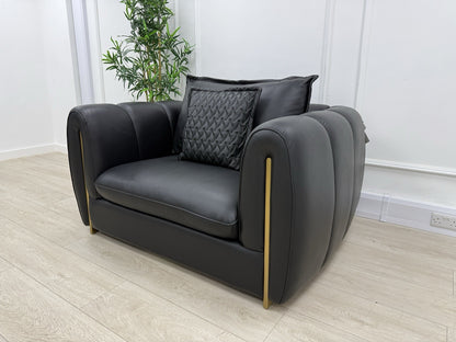 Sofology The Empress Love Seat In Black Leather