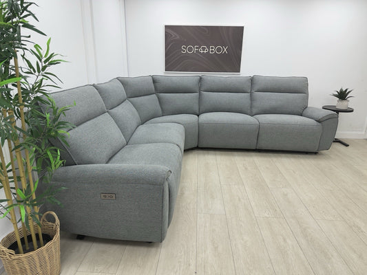 DFS Aussie Power Recliner Corner Sofa In Grey Fabric