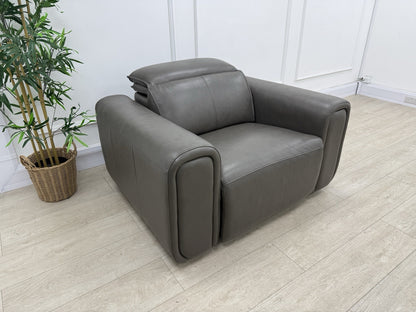 Sofology Premiere Power Recliner Love Seat In Trusty Embossed Leather Grey
