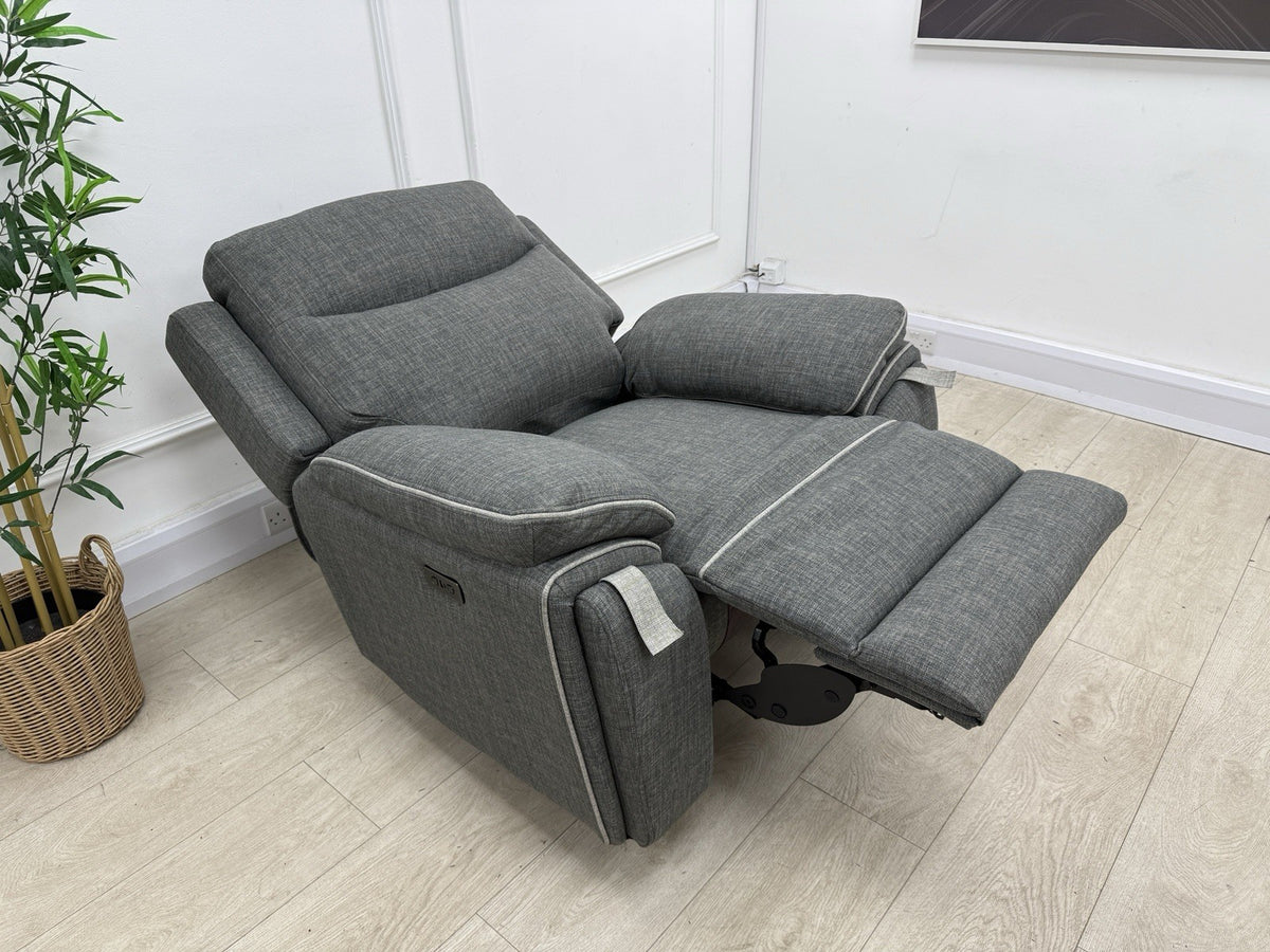 DFS Trek Power Recliner Armchair In Charcoal Fabric