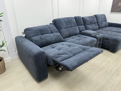 DFS Steller XL Power Chaise Recliner Sofa In Nuova Midnight Fabric