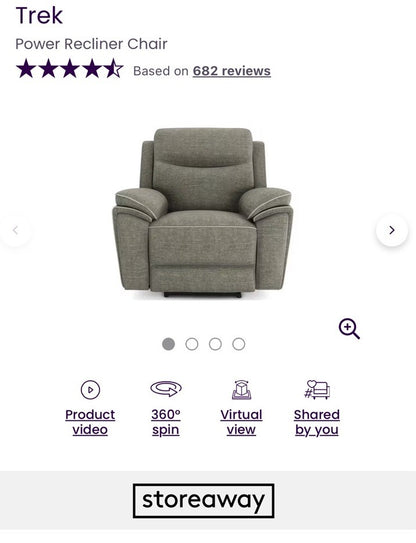 DFS Trek Power Recliner Armchair In Charcoal Fabric