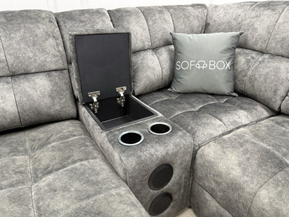 DFS Steller Corner Power Motion Chaise Sofa In Grey Mason Fabric