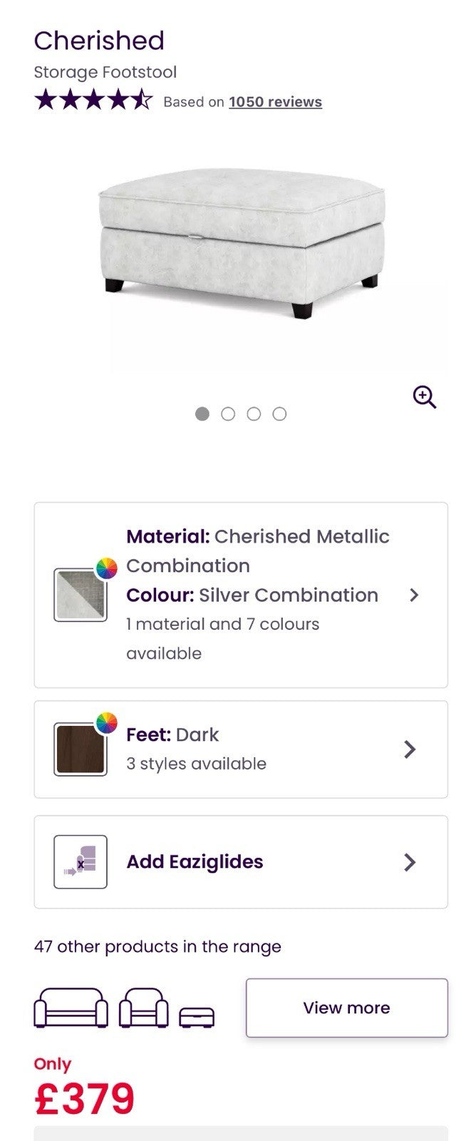 DFS Cherished Storage Footstool In Grey