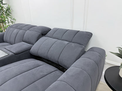 Sofology The Paramount 2.5 Seater Sofa Recliner/Headrest In Nubuck Charcoal
