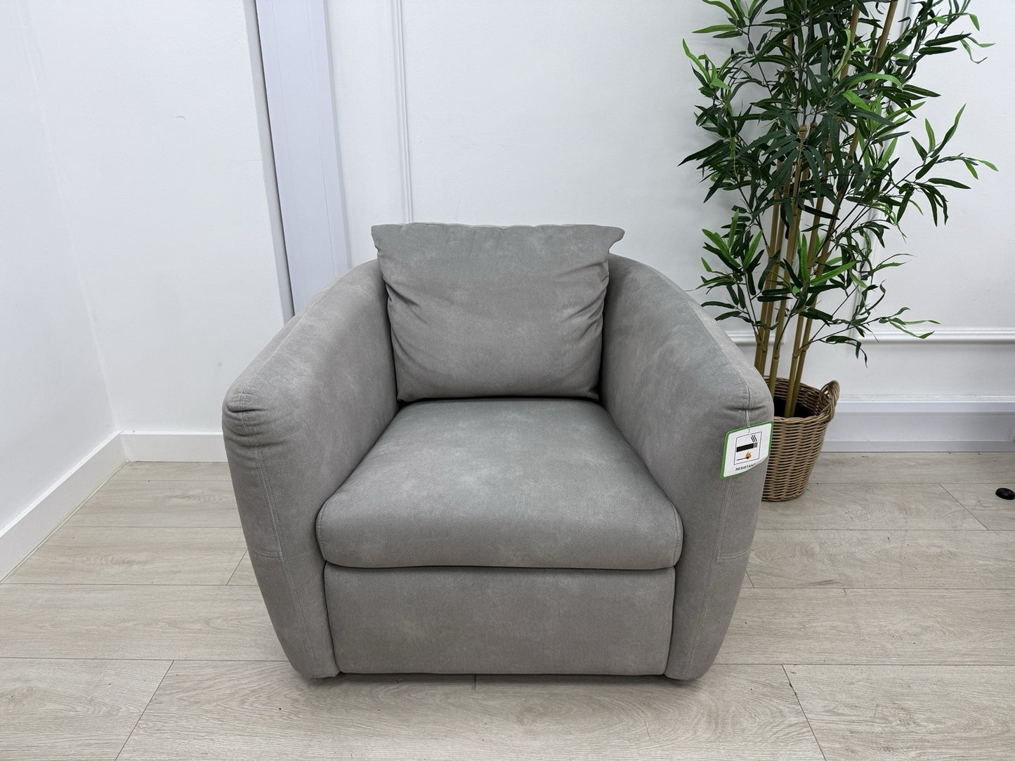 Sofology Marvella Swivel Accent Chair In Flecked Fabric Stone