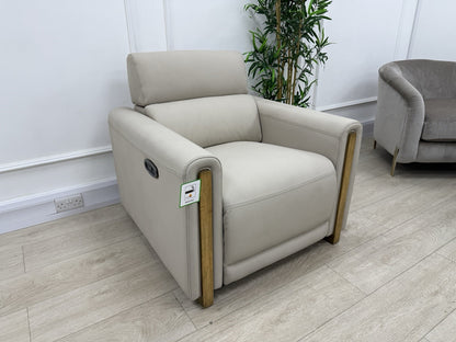 La-Z-Boy Faith Power Recliner/Headrest Armchair In Cream Leather