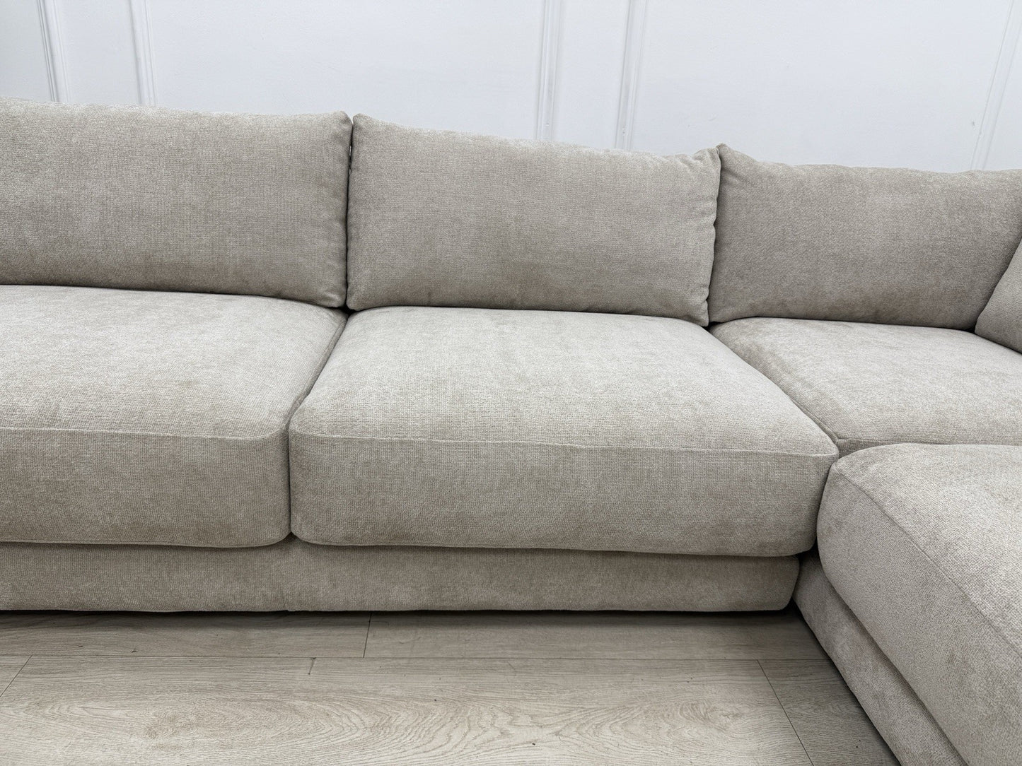 Sofology Amalfi Corner Sofa In Cosy Chenille Stone Fabric