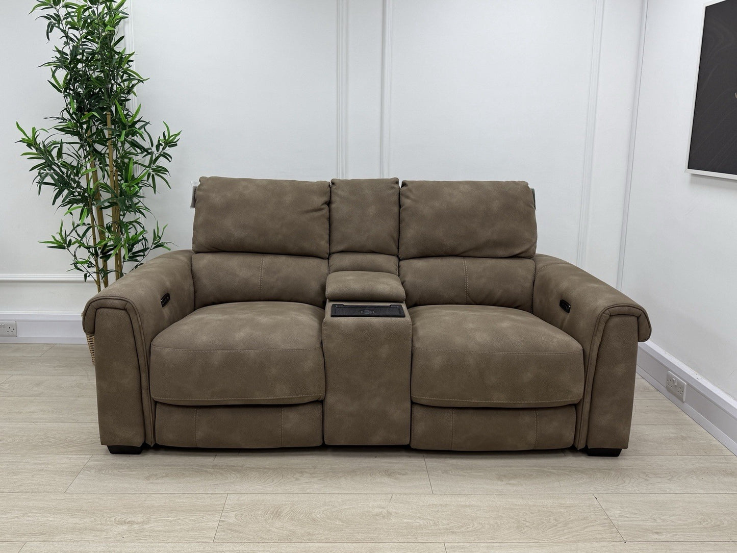 Furniture Village Nixon 2 Seater Power Recliner Sofa In Caramel Fabric