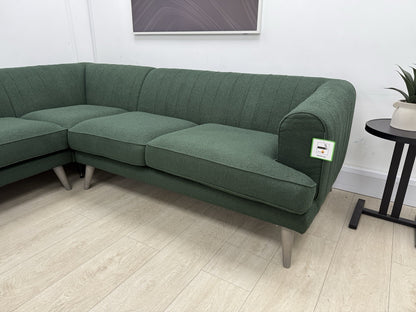 DFS Enhanced Corner Sofa In Green Bouclé Fabric