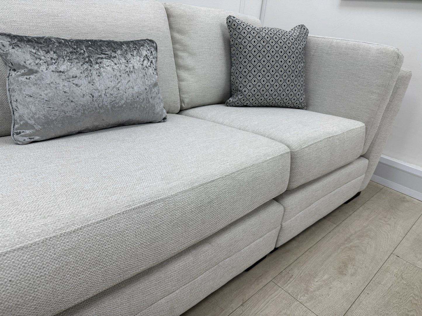DFS Longbeach / Ada L Shape Chaise Sofa In Light Grey Fabric