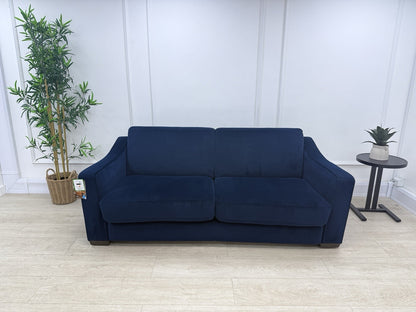 Furniture Village Optimus 3 Seater Sofa Bed In Blue Velvet Memory Foam Mattress