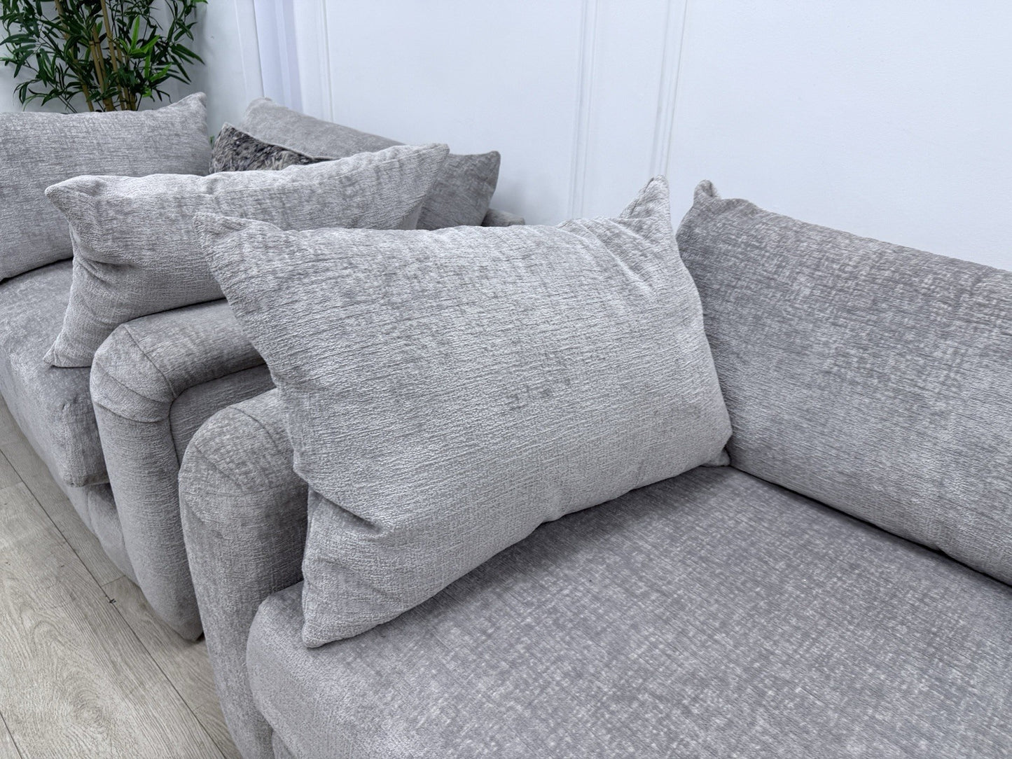 Sofology The Westwood 4 Seater Sofa, Loveseat & Footstool In Silver Chenille