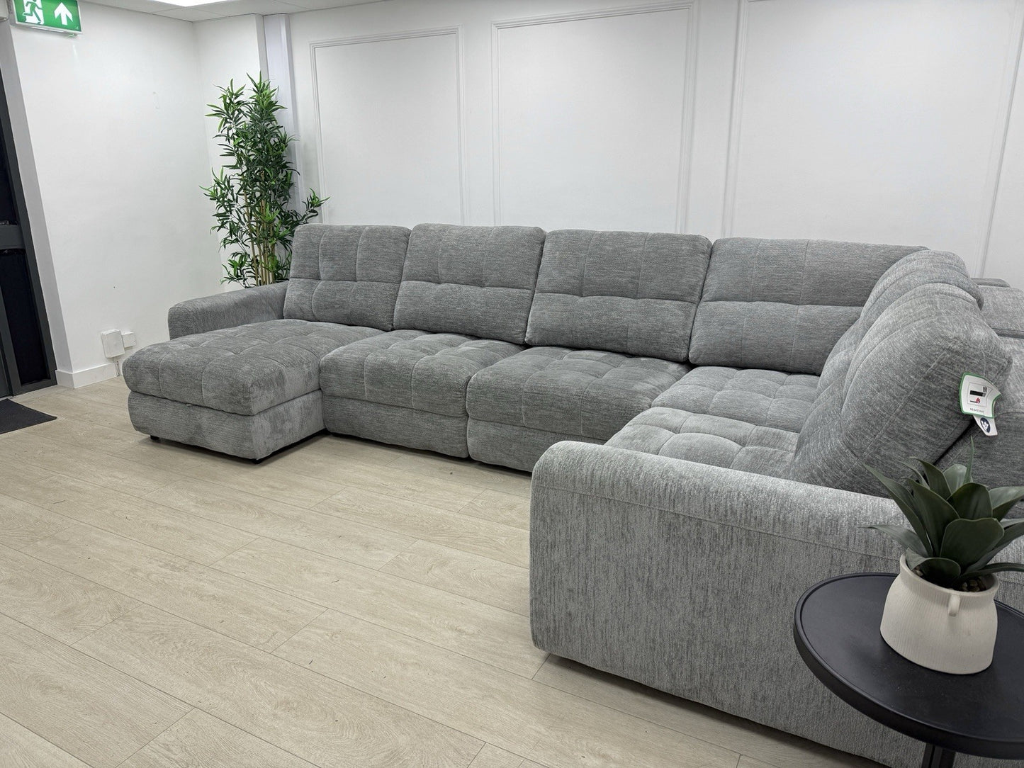 DFS Steller Corner Sofa & Footstool In Mist Grey