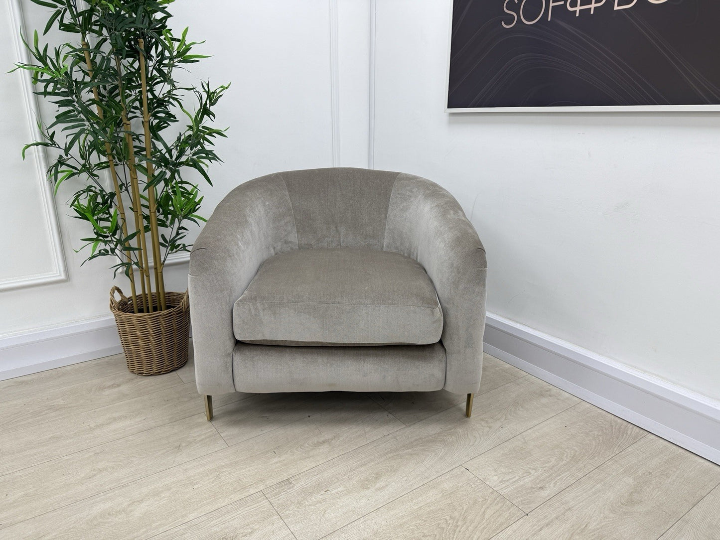 Sofology The Oscar Accent Chair in Fine Textured Chenille Stone Mix