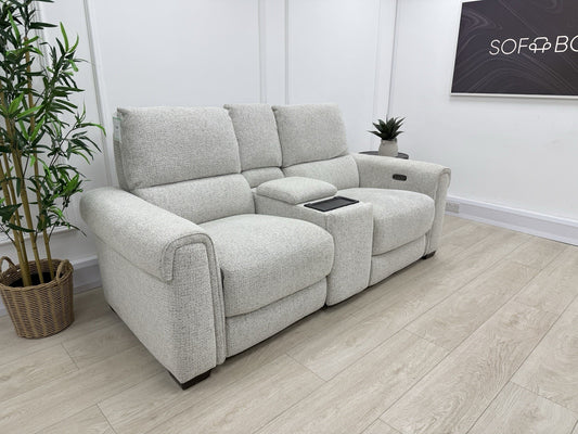 Furniture Village Nixon 2 Seater Power Recliner Sofa In Oyster Fabric