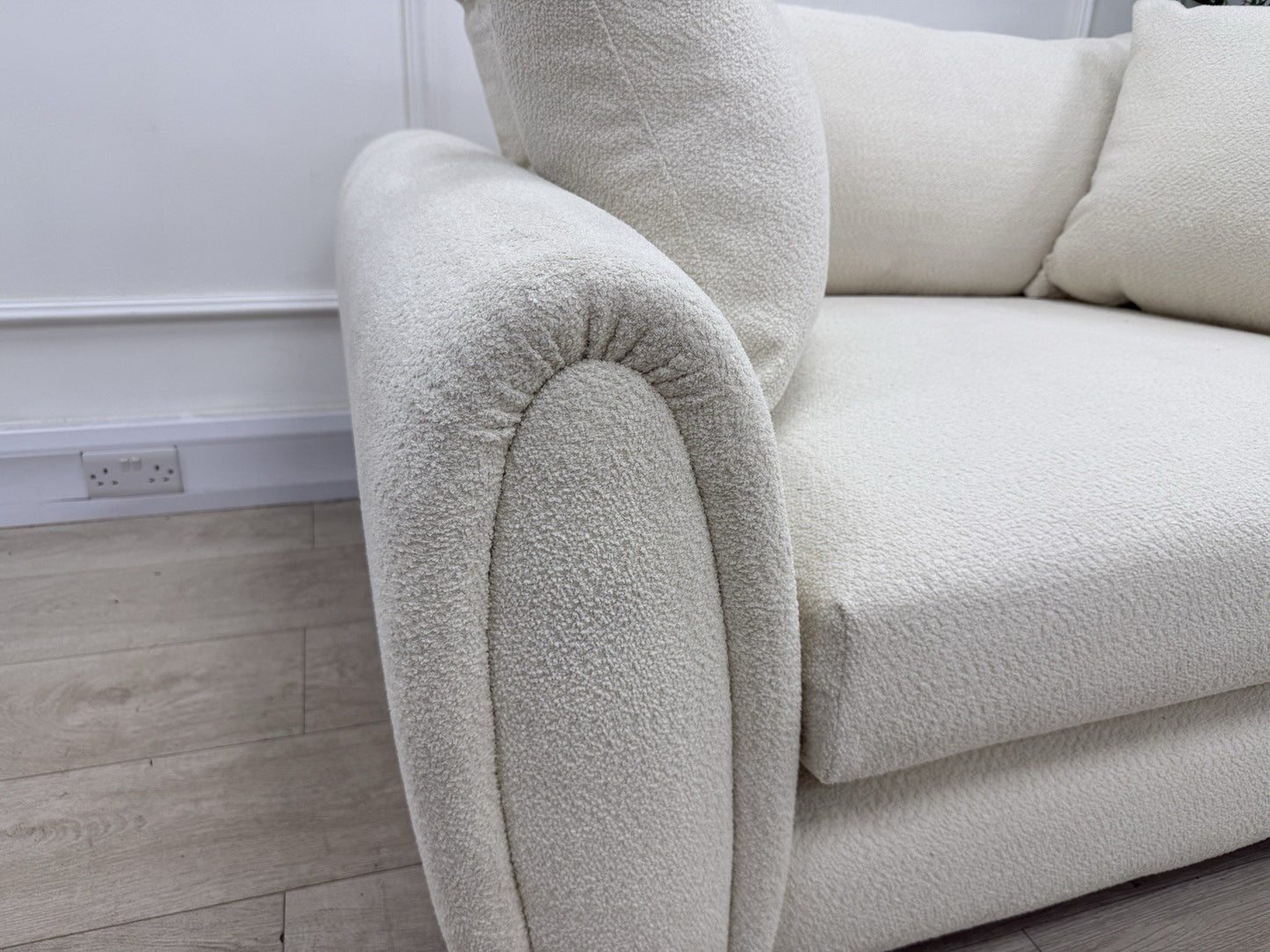 Sofology Marble Arch Loveseat Cuddle Chair In Cream Boucle Fabric