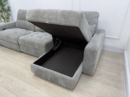 DFS Steller L Shape Power Slider Sofa In Mist Grey