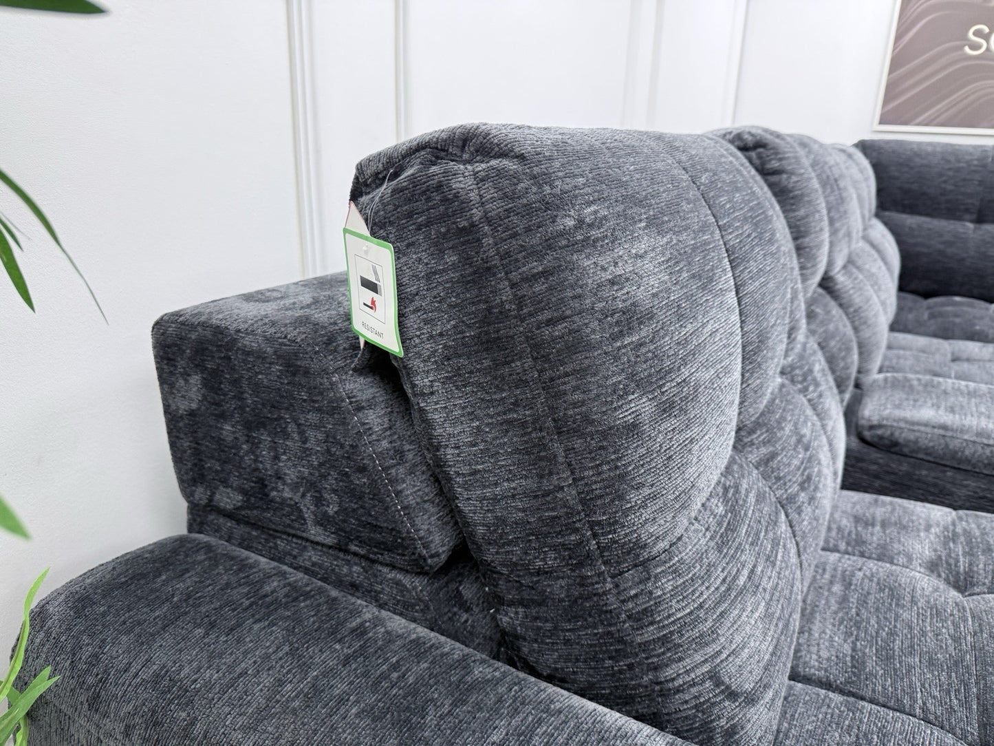 DFS Steller Power Recliner Slider Corner Sofa In Black Fabric