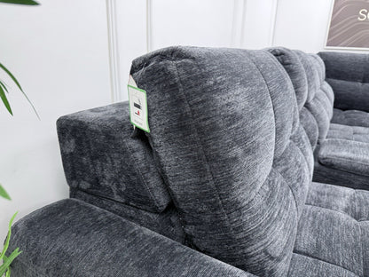 DFS Steller Power Recliner Slider Corner Sofa In Black Fabric