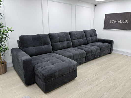 DFS Steller XL Power Chaise Recliner Sofa In Nuova Black Fabric