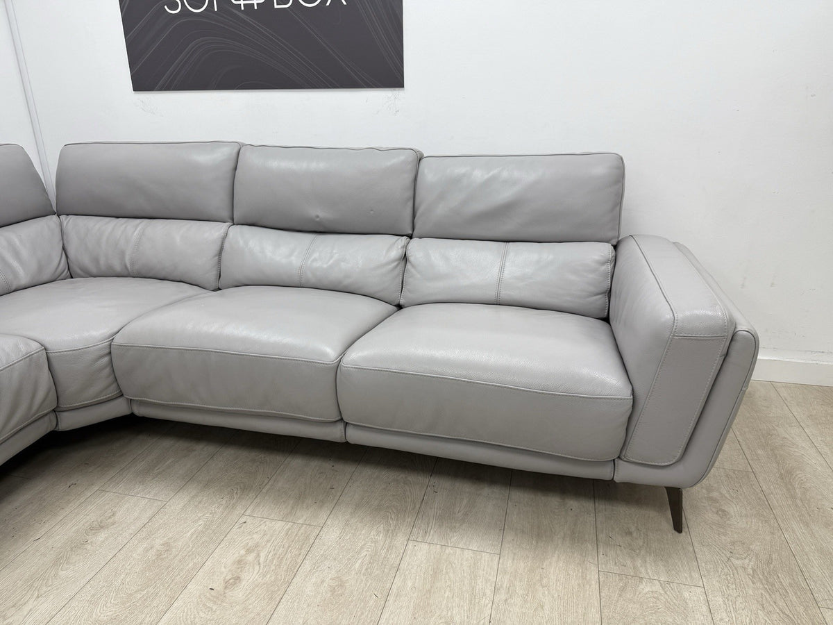 DFS San Antonio Power Recliner Heated Corner Sofa In Misty Grey Leather