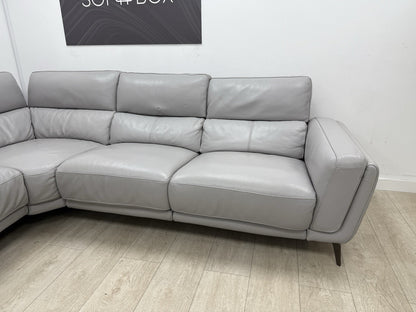 DFS San Antonio Power Recliner Heated Corner Sofa In Misty Grey Leather