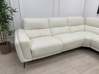 DFS San Antonio Power Recliner Corner Sofa In Snow Leather