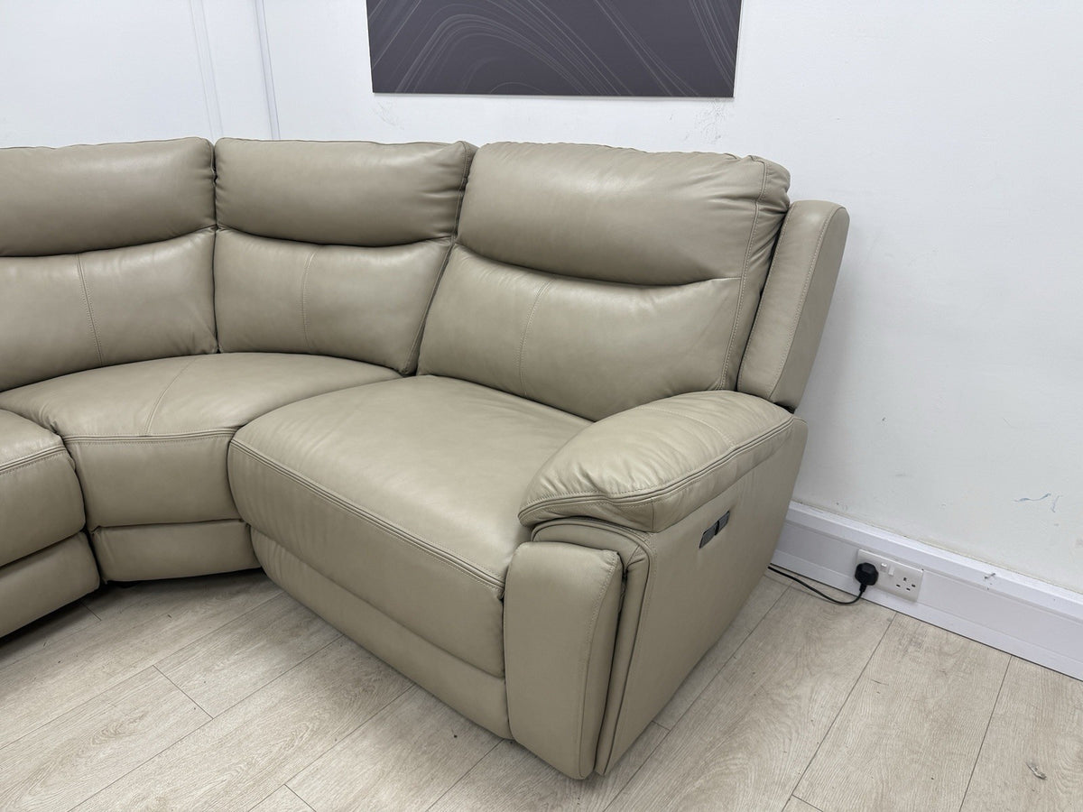DFS Trek Power Recliner Corner Sofa In Taupe Leather