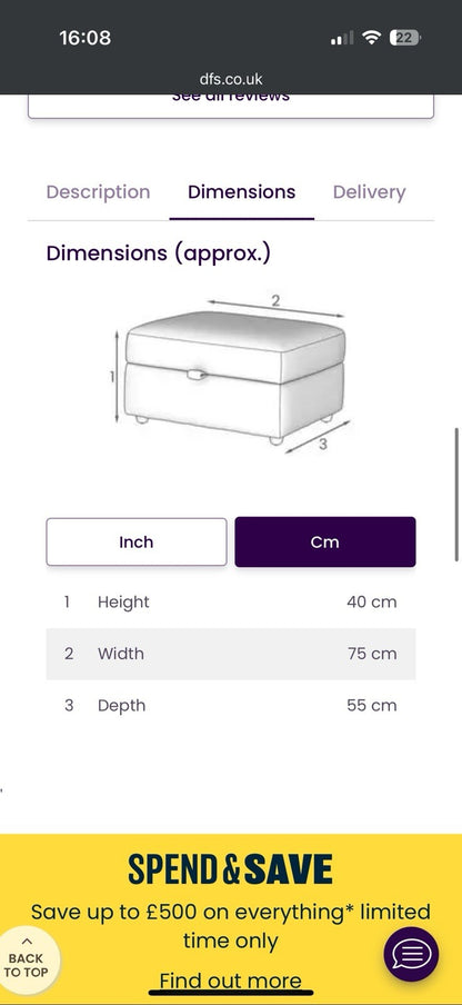 DFS Somerford 3 Seater Sofa, Armchair & Footstool In Mink Fabric