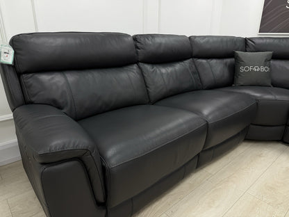 DFS Ronan Leather 4x Power Recliner Corner Sofa In Grey