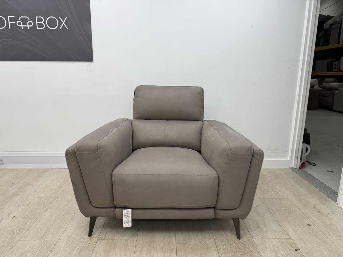 DFS San Mateo Power Recliner Armchair In Pewter Fabric
