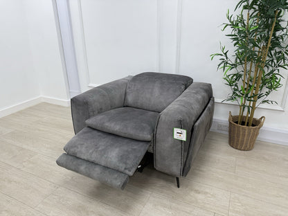 DFS Venosa Heated/Memory/Power Recliner Chair In Smoke Grey Fabric
