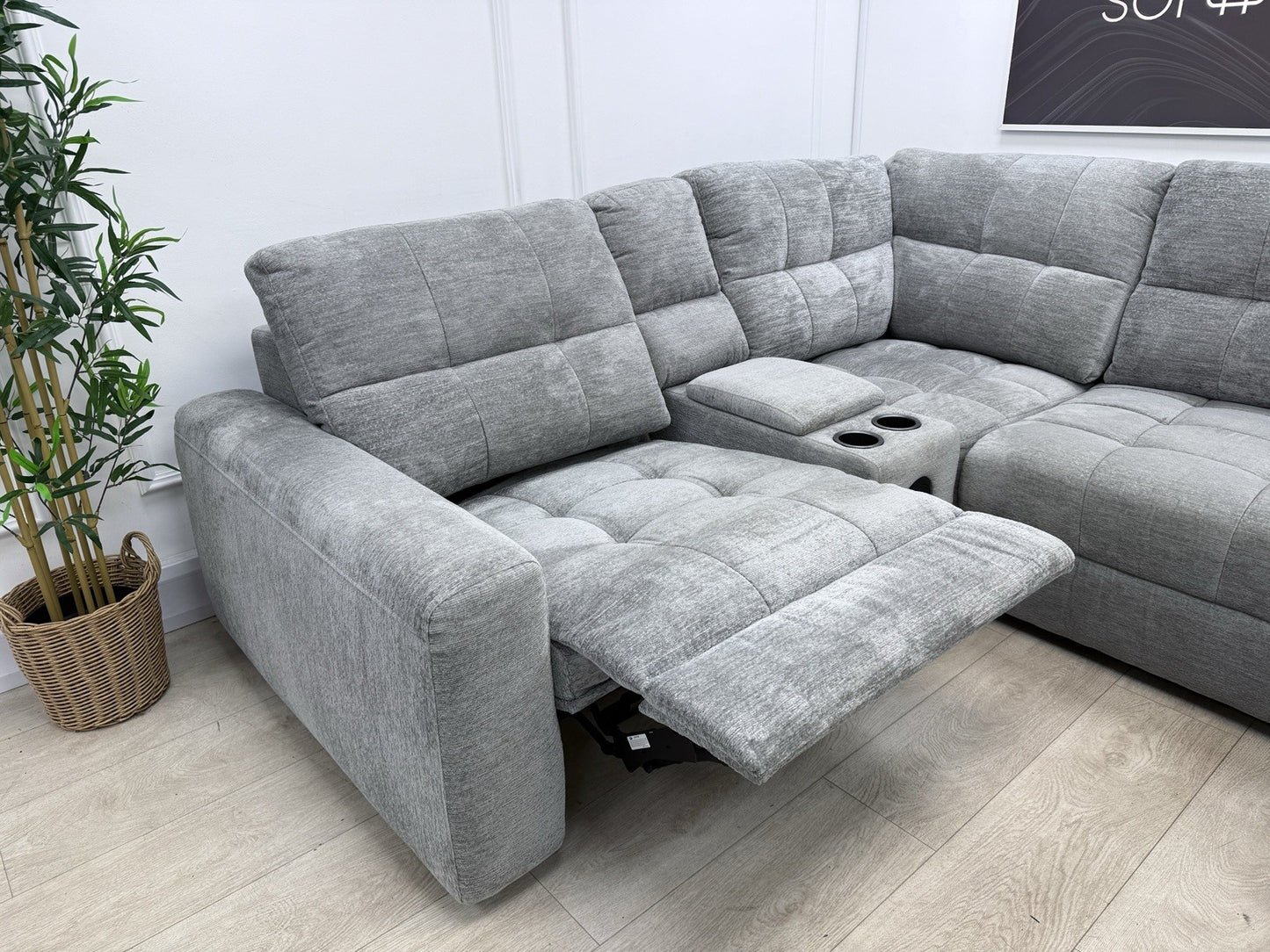 DFS Steller Power Recliner Corner Sofa In Mist Grey