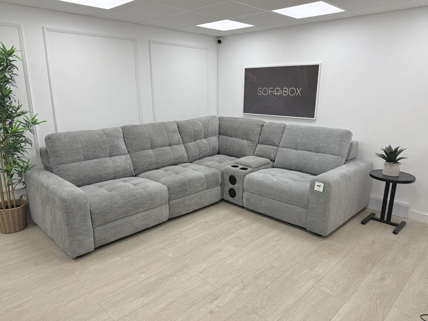 DFS Steller Power Recliner Corner Sofa In Mist Grey