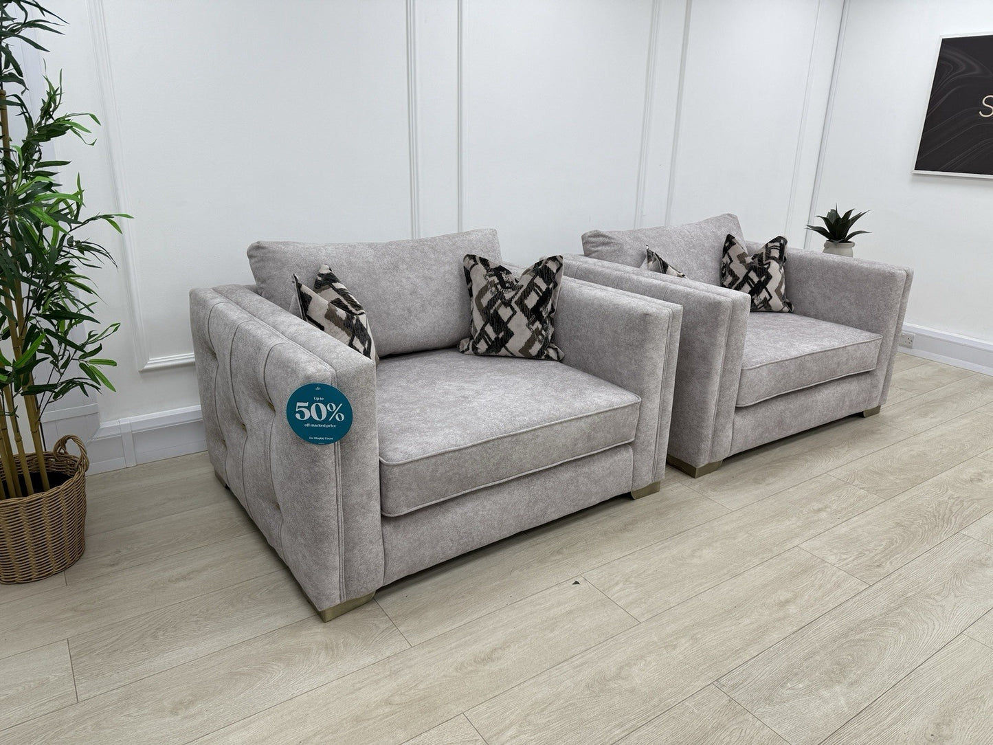 Sofology Titan Fabric Loveseat Full Back in Marina Stone/Stone Mix