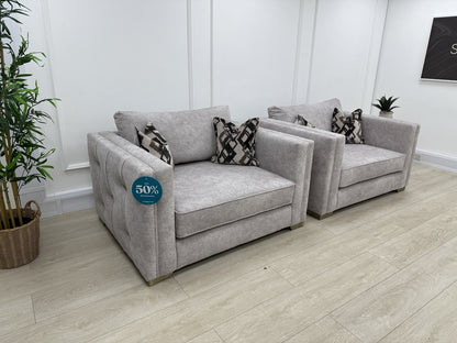 Sofology Titan Fabric Loveseat Full Back in Marina Stone/Stone Mix