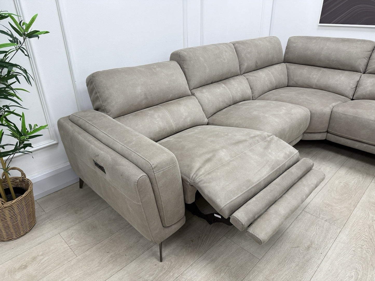 DFS San Mateo Power Recliner Corner Sofa In Arizona Stone Fabric
