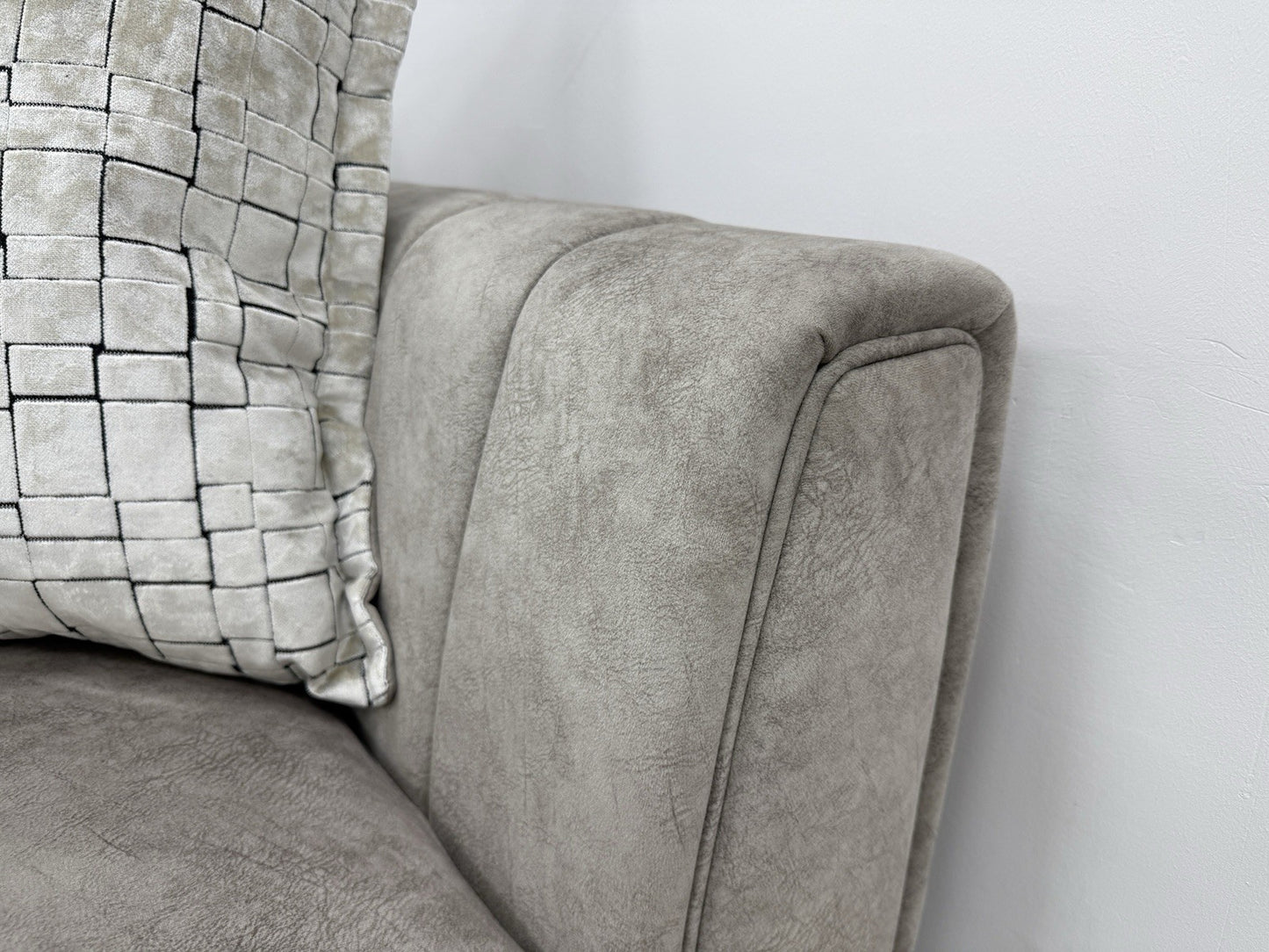 DFS Cherished Grande 4 Seater Sofa & Armchair Set In Oatmeal Self Piped