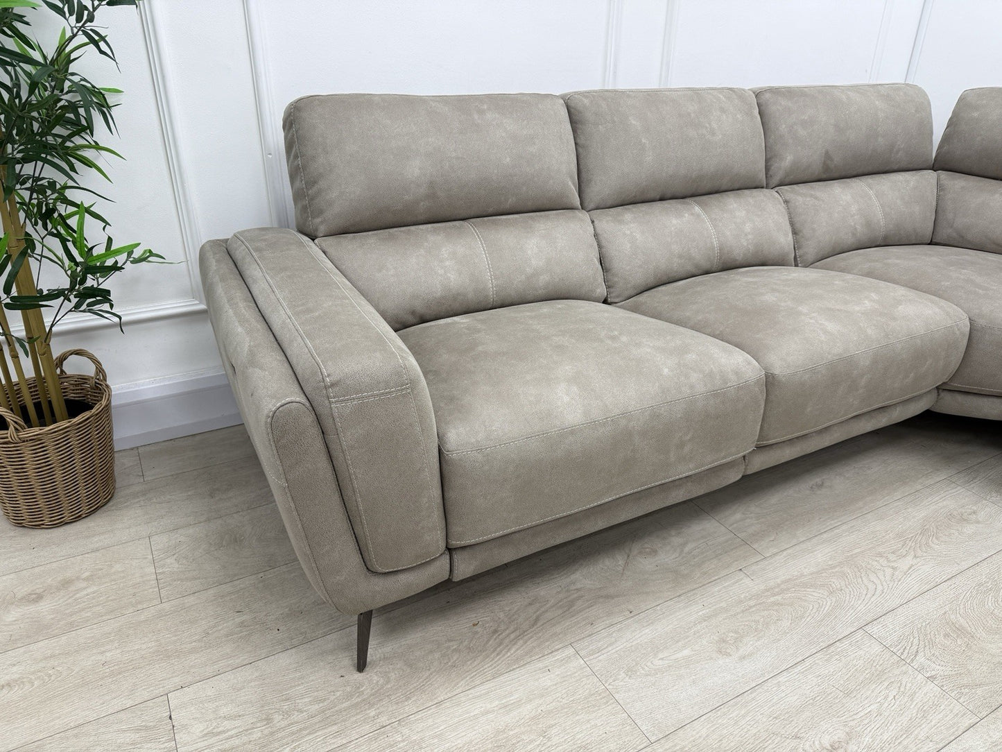 DFS San Mateo Power Recliner Corner Sofa In Arizona Stone Fabric