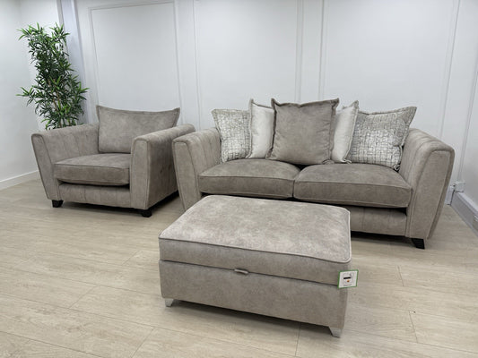 DFS Cherished 3 Seater Sofa, Chair &amp; Footstool Set In Oatmeal