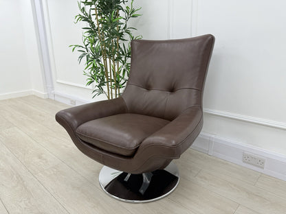 Sofology The Viento Swivel Chair In Mulberry Leather