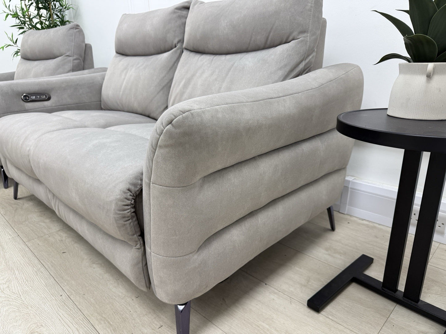 Sofology Renato Power Recliner 2 Seater Sofa & Chair Set In Stone Fabric