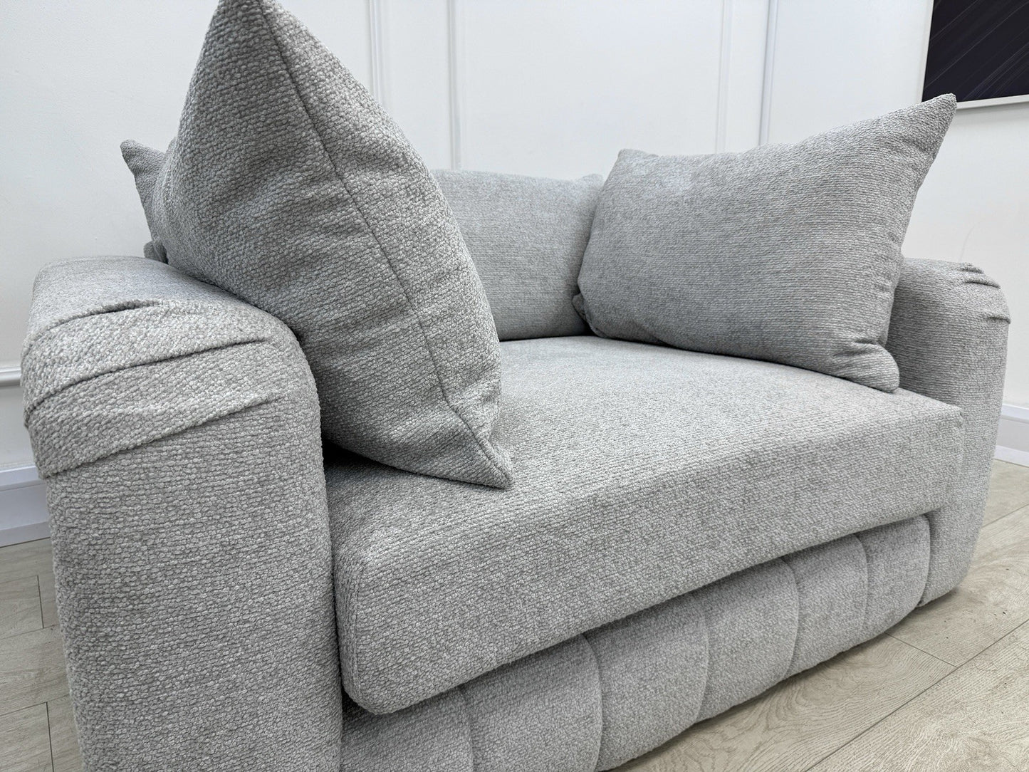 Sofology The Westwood Loveseat Cuddle Chair In Teddy Chenille Silver Mix