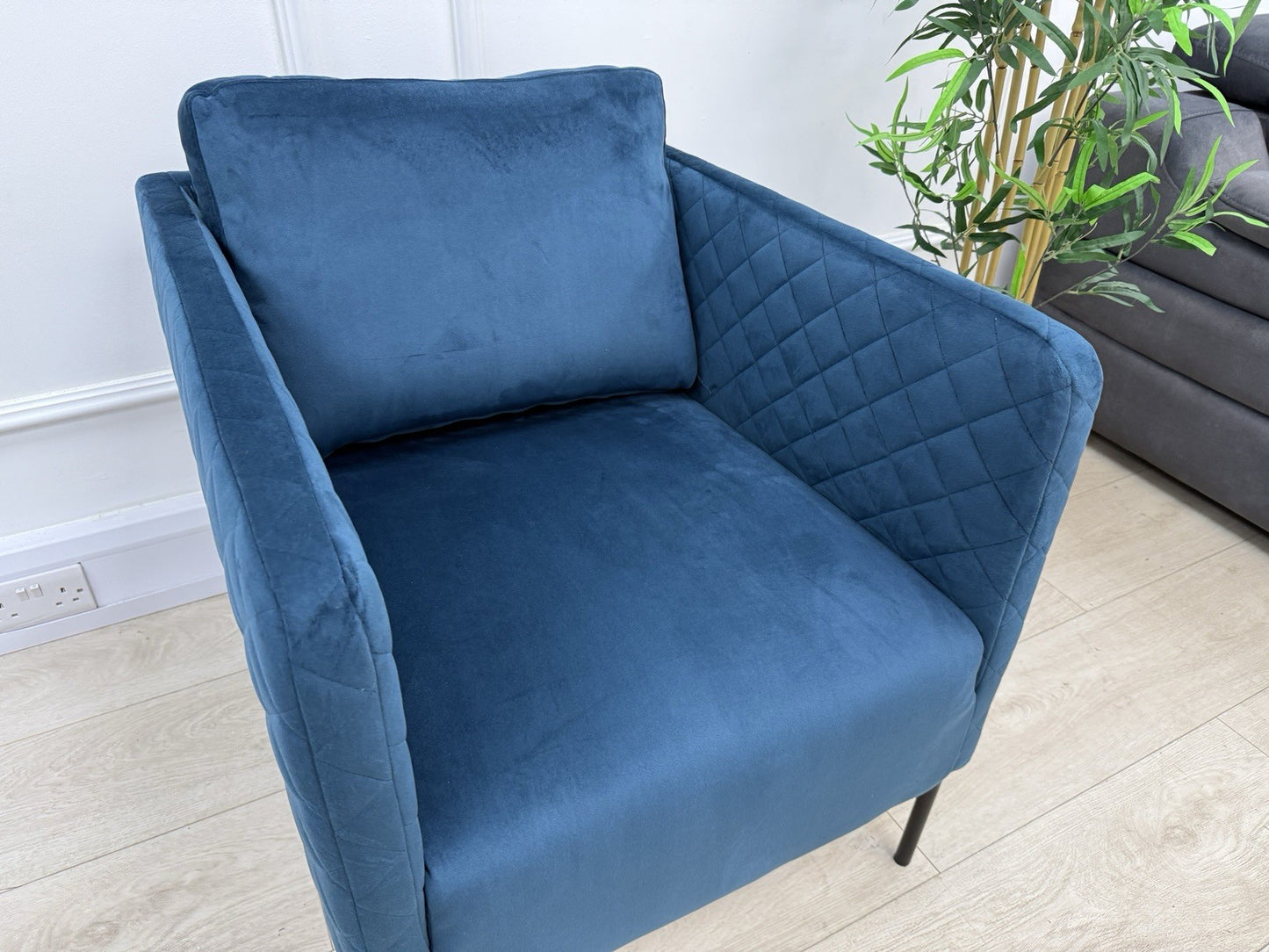 DFS Tub Accent Chair In Blue Velvet
