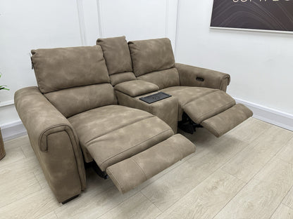Furniture Village Nixon 2 Seater Power Recliner Sofa In Caramel Fabric